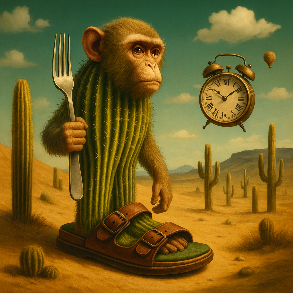 moneky with fork